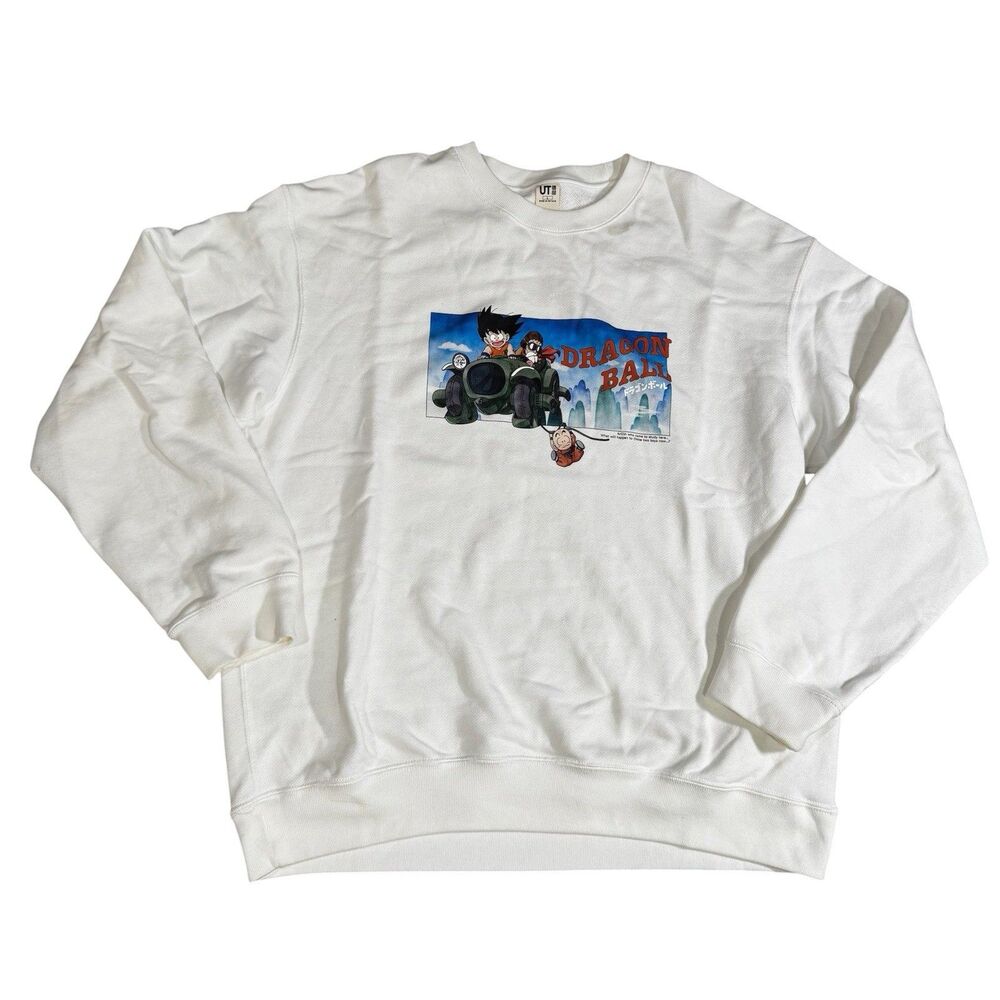 Dragon Ball Uniqlo 2025 Daima UT Sweatshirt White Sz Large JAPAN NWOT Anime Goku